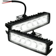 Littleduckling 2Pcs 12V Car LED Light Bar 18W 6000K Super Bright Car LED Work Light IP67 Waterproof Flood Spot Light White Off Road Head light Driving Light for SUV ATV Vehicle Car Truck Boat